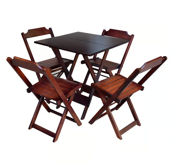 JOGO DE MESA COM 4 CADEIRAS DE MADEIRA DOBRÁVEL 70X70 IMBUIA